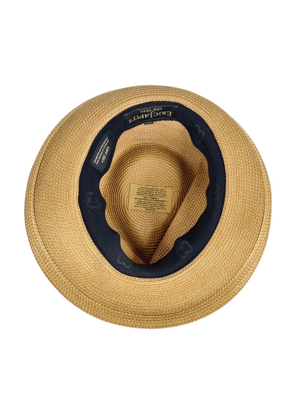 Eric Javits Squishee® Classic Fedora Hat – Natural/Black | UPF 50+ Packable Luxu - Picture 10 of 16
